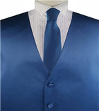 Light Navy Solid Plain Classical Tuxedo/Wedding Waistcoat+Necktie+Bowtie+Hanky