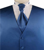 Solid Royal Blue Plain Fabric Classical Dress/Bridal Waistcoat+Cravat+Hanky