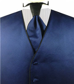 Navy With BlackTailored Persoinality Tuxedo Waistcoat+Cravat+Hanky