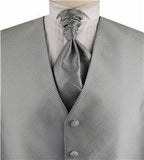 Silver Samller Chequer Dress/Bridal Waistcoat+Cravat+Hanky