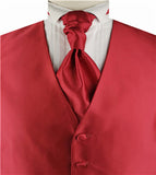 Red Vertical Classical Bridegroom Wedding Vest+Cravat+Hanky