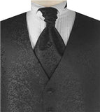 Black Leaf Classical Microfiber Waistcoat+Cravat+Hanky