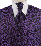 Purple Leaf Wedding Tuxedo Waistcoat+Cravat+Hanky