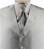 Silver Dot Classical Wedding V-neck Business Waistcoat+Cravat+Hanky