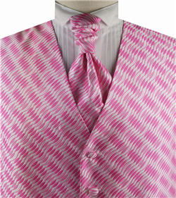 Pink Arc Pattern  Classical  Tuxedo Waistcoat+Cravat+Hanky