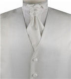 White Stripe Classical Bridegroom Wedding Vest+Cravat+Hanky