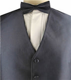 Grey Vertical Classical Bridegroom Polyester Wedding Vest+Bowtie+Hanky