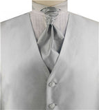 Silver Smaller Stripe Classical Man's Custom Made Tuxedo Vest+Cravat+Hanky