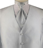 Silver  Stripe Classical Man's Custom Made Tuxedo Vest with Long Knot Cravat and Hanky