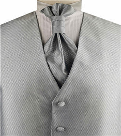Silver Samller Chequer Dot Dress/Bridal Waistcoat+Cravat+Hanky