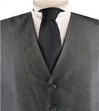 Black  Lurex Yarn Dot Pattern  Men's Handsome  Vest and Solid Black Cravat+Hanky