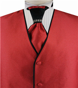 Red Classical Personality Wedding Waistcoat+Cravat+Hanky