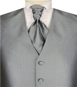 Grey Dot Classical Bridegroom Poly Waistcoat+Cravat+Hanky