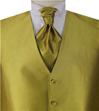 Gold Classical Bridegroom Poly Waistcoat+Cravat+Hanky For Wedding