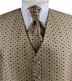 Beige&Black Chequer Dress/Bridal Waistcoat+Cravat+Hanky