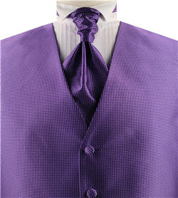 Purple Dot Classical Wedding Tailored Waistcoat+Cravat+Hanky