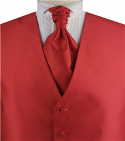 Red Stripe Classical Man's Custom Made Tuxedo Vest+Cravat+Hanky