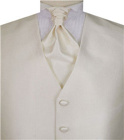 Ivory Vertical  Classical Man's Custom Made Tuxedo Vest+Cravat+Hanky