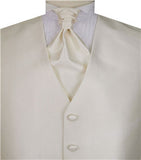 Ivory Vertical  Classical Man's Custom Made Tuxedo Vest+Cravat+Hanky