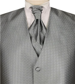 Grey Dot Classical Bridegroom Poly Waistcoat+Cravat+Hanky