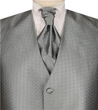 Grey Dot Classical Bridegroom Poly Waistcoat+Cravat+Hanky