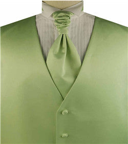 Solid Light Olive Plain Fabric Classical Tuxedo Waistcoat+Cravat+Hanky