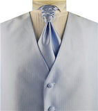 Sky Blue Fish Bone Vertical Classical Microfiber Groomsman Tuxedo Vest+Cravat+Hanky