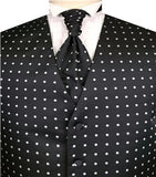 Black with White Dot Classical Wedding V-neck Business Waistcoat+Cravat+Hanky