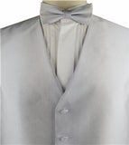 Silver Vertical  Classical Man's Custom Made Tuxedo Polyester Vest+Bowtie+Hanky