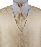 Gold Smaller Paisley Dress/Bridal Tailored  Waistcoat+Cravat+Hanky