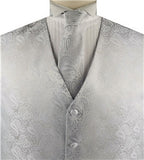 Grey Paisley Classical Wedding Waistcoat+Necktie+Hanky