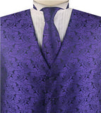 Purple Paisley Classical Tuxedo Wwaistcoat+Necktie+Hanky