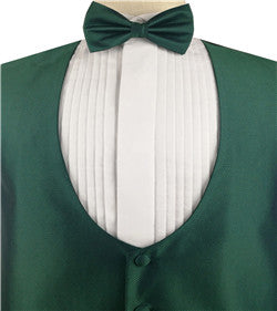 Hunter Green Microfiber U-neck Classical  Tuxedo Waistcoat+Bowtie+Hanky
