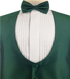 Hunter Green Microfiber U-neck Classical  Tuxedo Waistcoat+Bowtie+Hanky