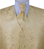 Yellow Paisley Classical Bridegroom Waistcoat+Cravat+Hanky