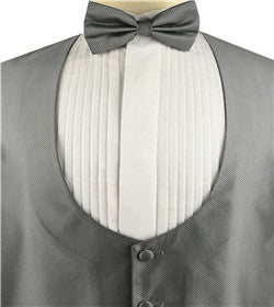 Grey Microfiber U-neck Classical  Tuxedo Waistcoat+Bowtie+Hanky