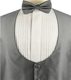 Grey Microfiber U-neck Classical  Tuxedo Waistcoat+Bowtie+Hanky