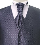 Dark Grey Dot Classical Bridegroom Waistcoat+Cravat+Hanky