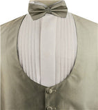 Ivory Microfiber Low Neck Classical  Waistcoat+Bowtie+Hanky