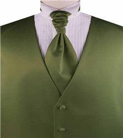 Solid Dark Olive Plain Fabric Classical Dress/Bridal Waistcoat+Cravat+Hanky