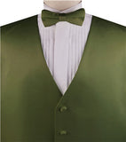 Army Green Solid Plain Classical Tuxedo/Wedding Waistcoat+Necktie+Bowtie+Hanky