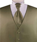 Solid Light Olive Plain Fabric Classical Dress/Bridal Waistcoat+Cravat+Hanky