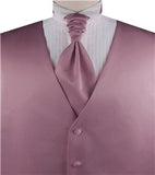 Solid Rose Pink Plain Fabric Classical Dress/Bridal Waistcoat+Cravat+Hanky