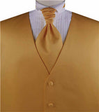 Solid Dark Orange Plain Fabric Classical Dress/Bridal Waistcoat+Cravat+Hanky