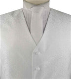 White Paisley Classical Waistcoat+Necktie+Bowtie+Hanky for Suit/Dress