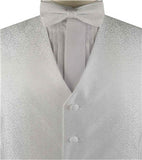 White Paisley Classical Waistcoat+Necktie+Bowtie+Hanky for Suit/Dress