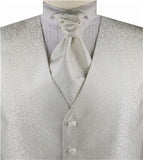 Ivory Smaller Paisley Tuxedo Tailored  Waistcoat+Cravat+Hanky