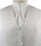 White Leaf  Classical Microfiber Waistcoat+Cravat(Bowtie)+Hanky