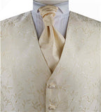 Light Gold Leaf Classical Microfiber Waistcoat+Cravat+Hanky