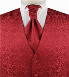 Red Leaf Classical Microfiber Waistcoat+Cravat+Hanky